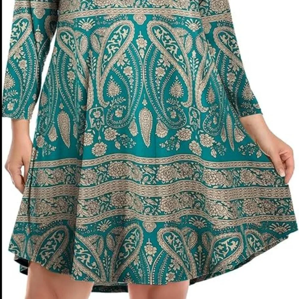 BELAROI Dress  Size 4x 3/4 Sleeve Plus Size Casual Swing Tunic Dress Host Pick - Picture 2 of 4